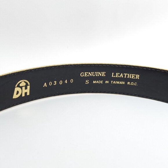 Womens Leather Belt Sz S XS *SEE Beige Tan Brown Reptile Texture Vintage 80s - Picture 3 of 3